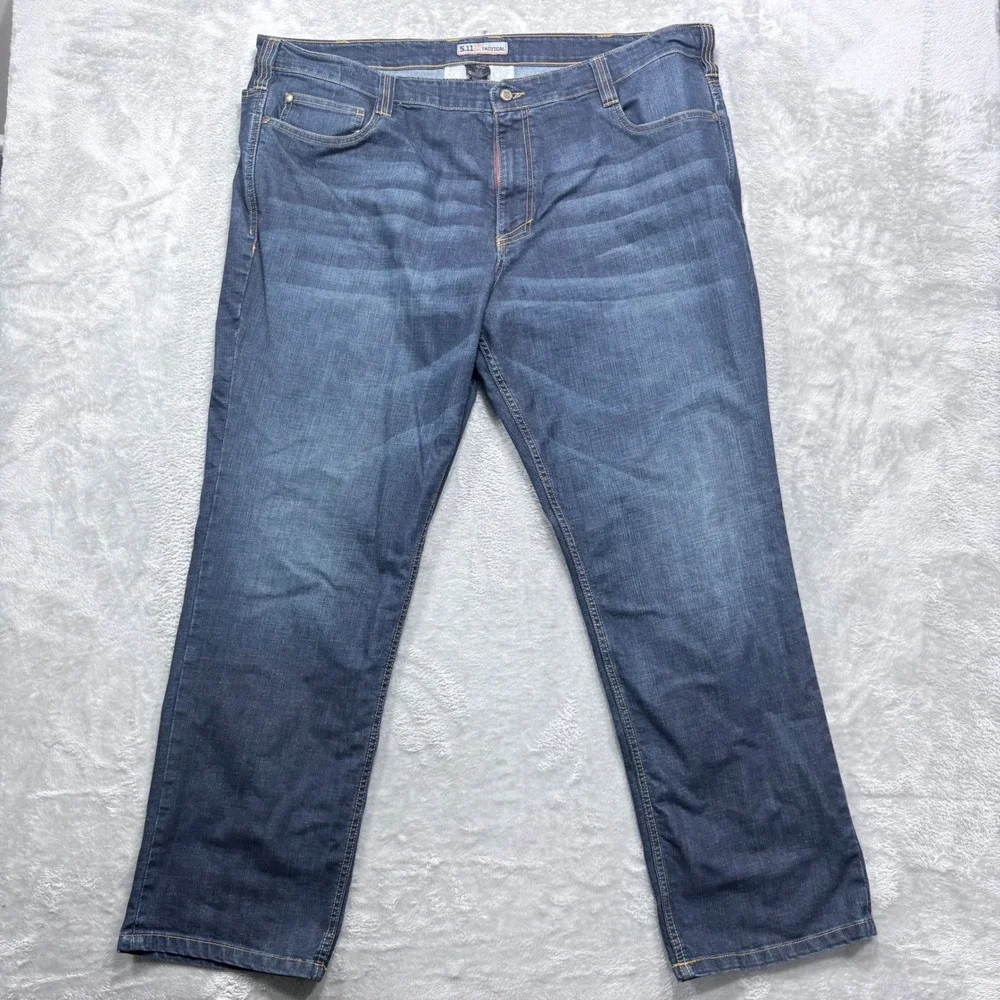 5.11 Tactical Defender-Flex Jeans Mens 44x32 Dark Blue Straight Leg Denim Pants